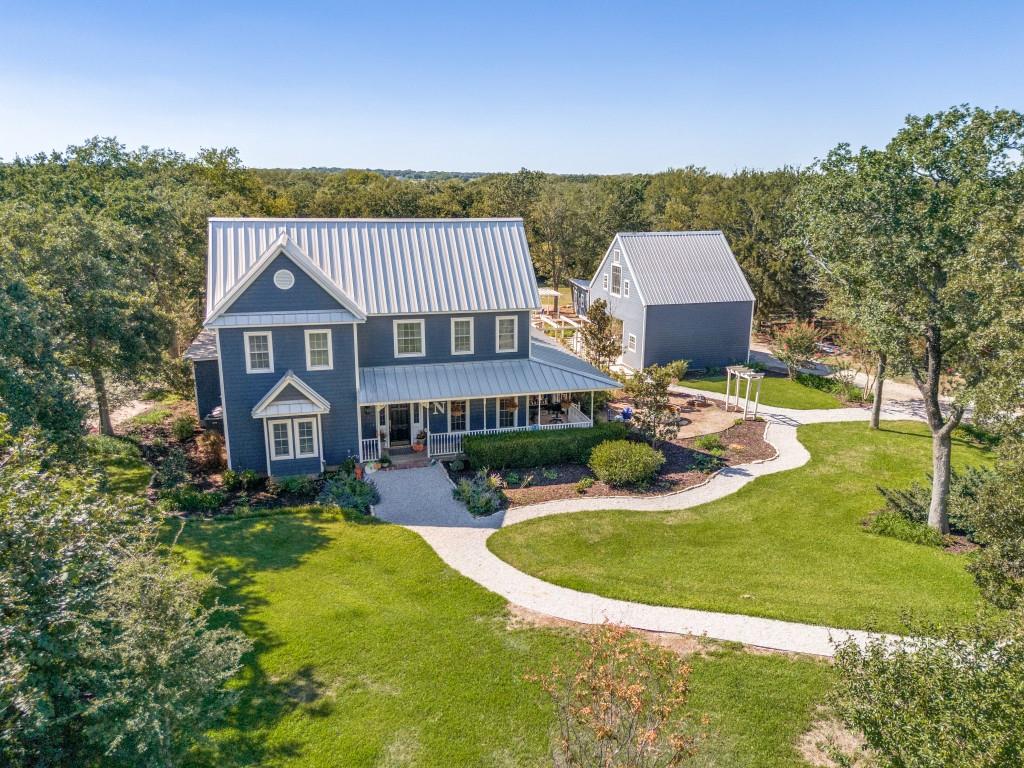 an aerial view of a house