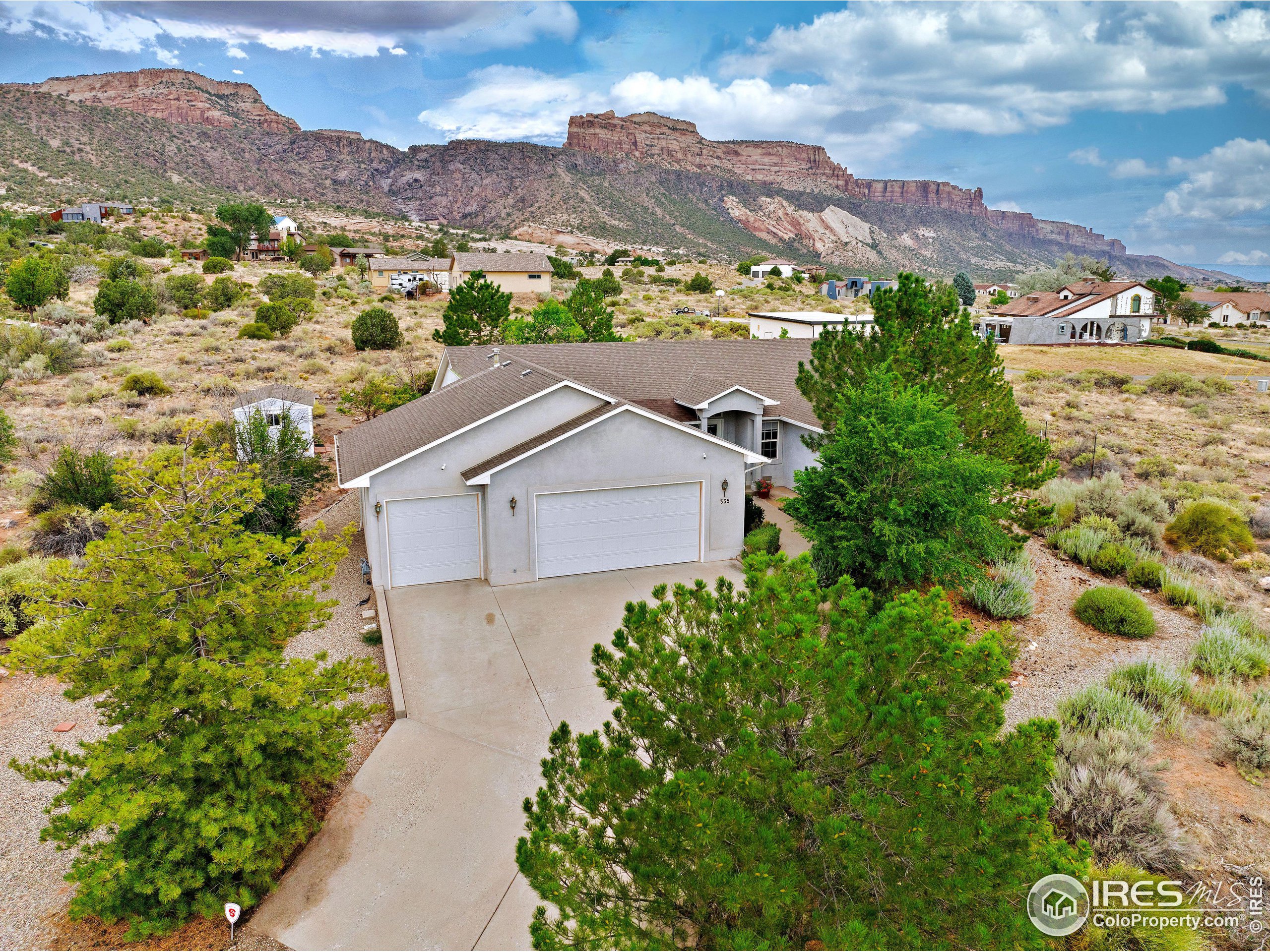 an aerial view of a house