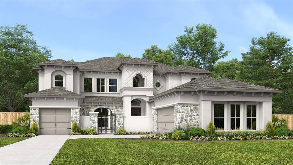 a front view of a house with a garden and plants