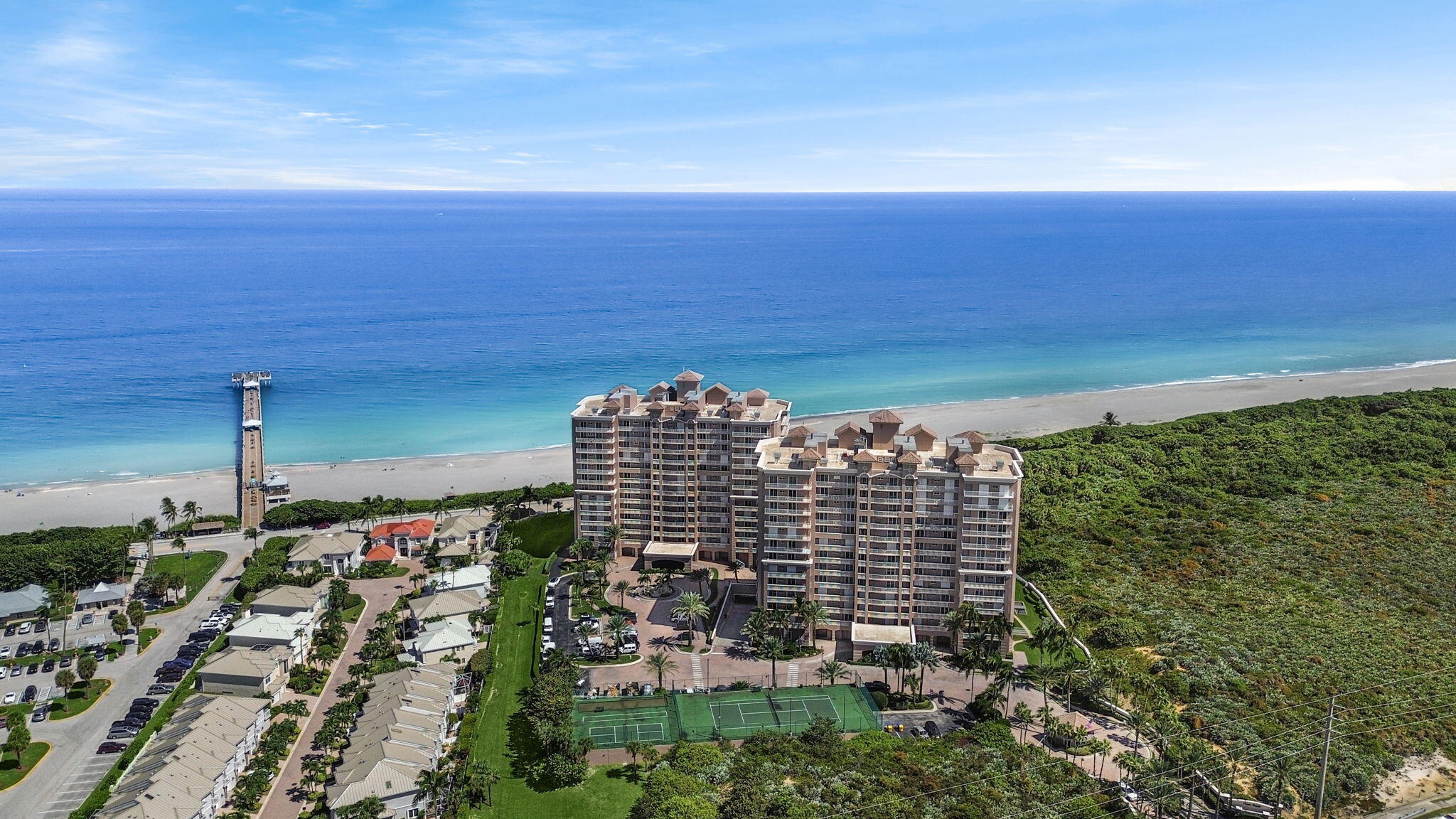 a view of building with an ocean view