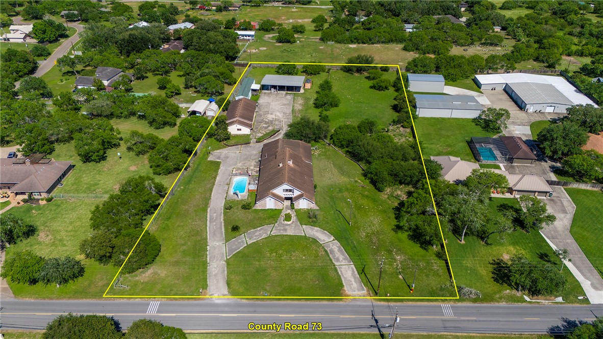 an aerial view of a residential houses