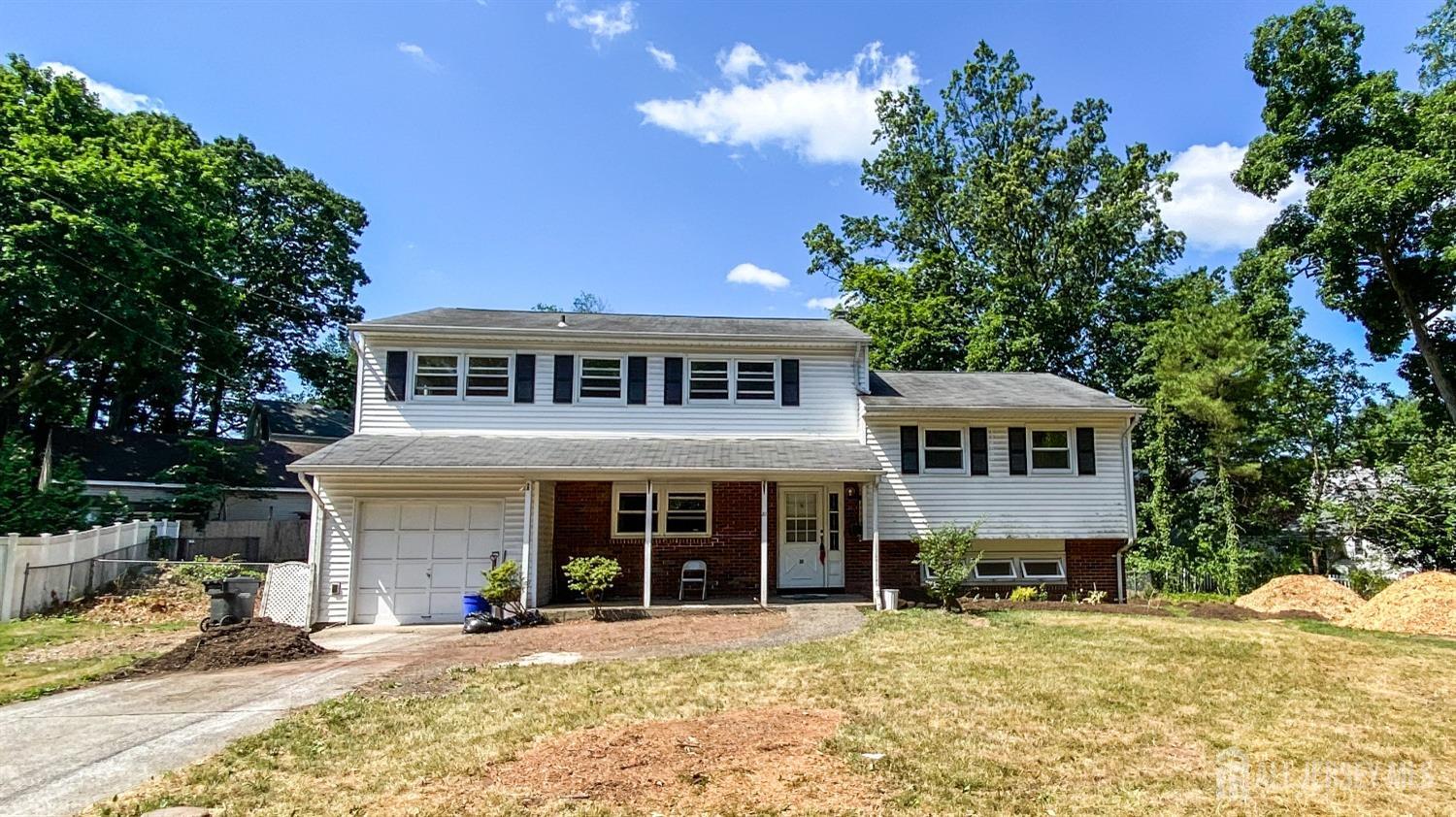 a front view of a house with a patio