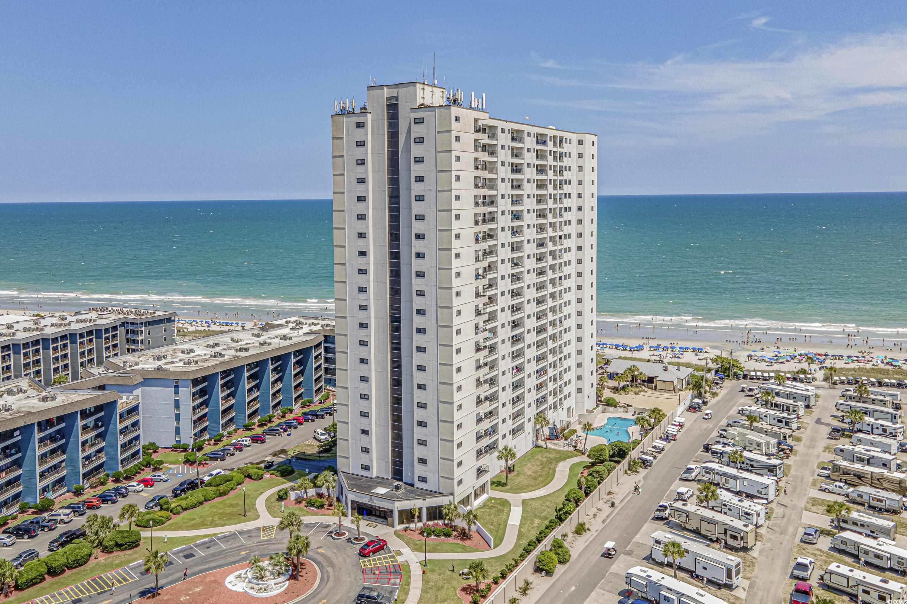 Bird's eye view with a water view and a view of th