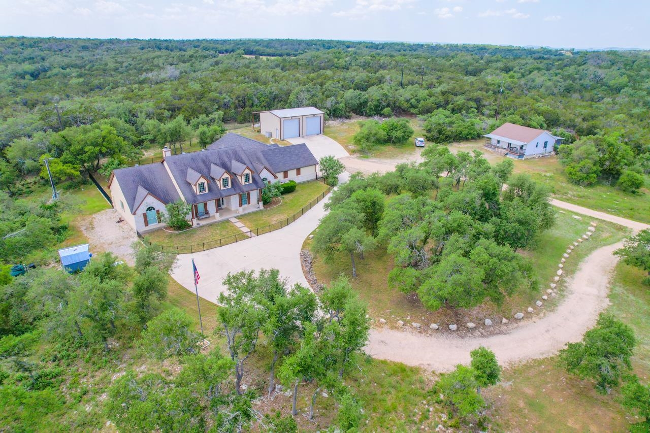 an aerial view of a house