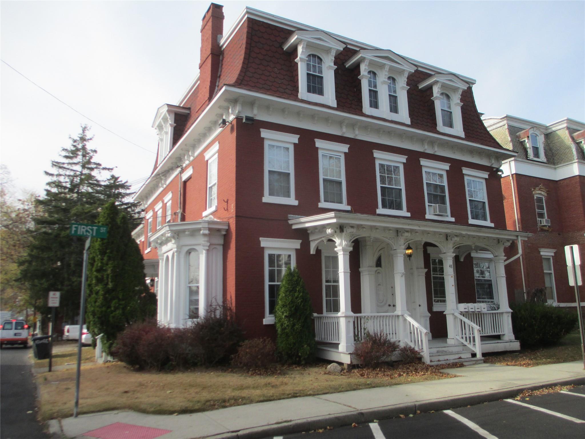 a front view of a building