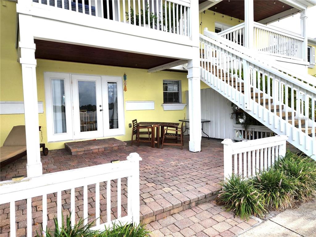 front view of a house with a deck