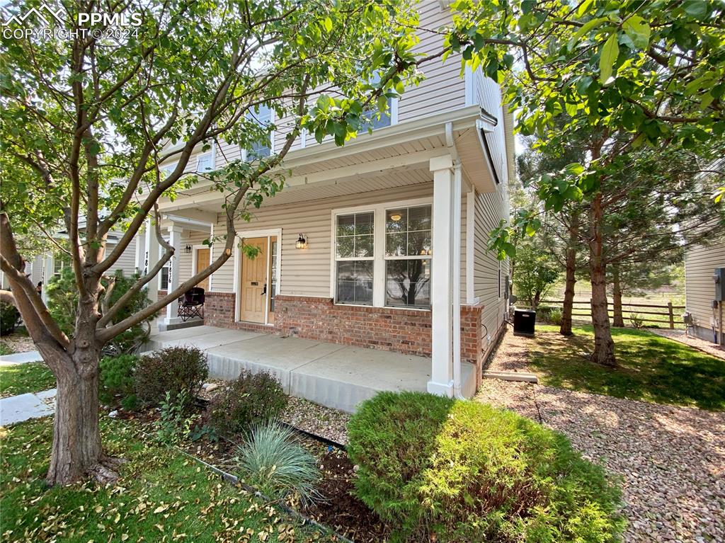 front view of a house with a tree in the yard