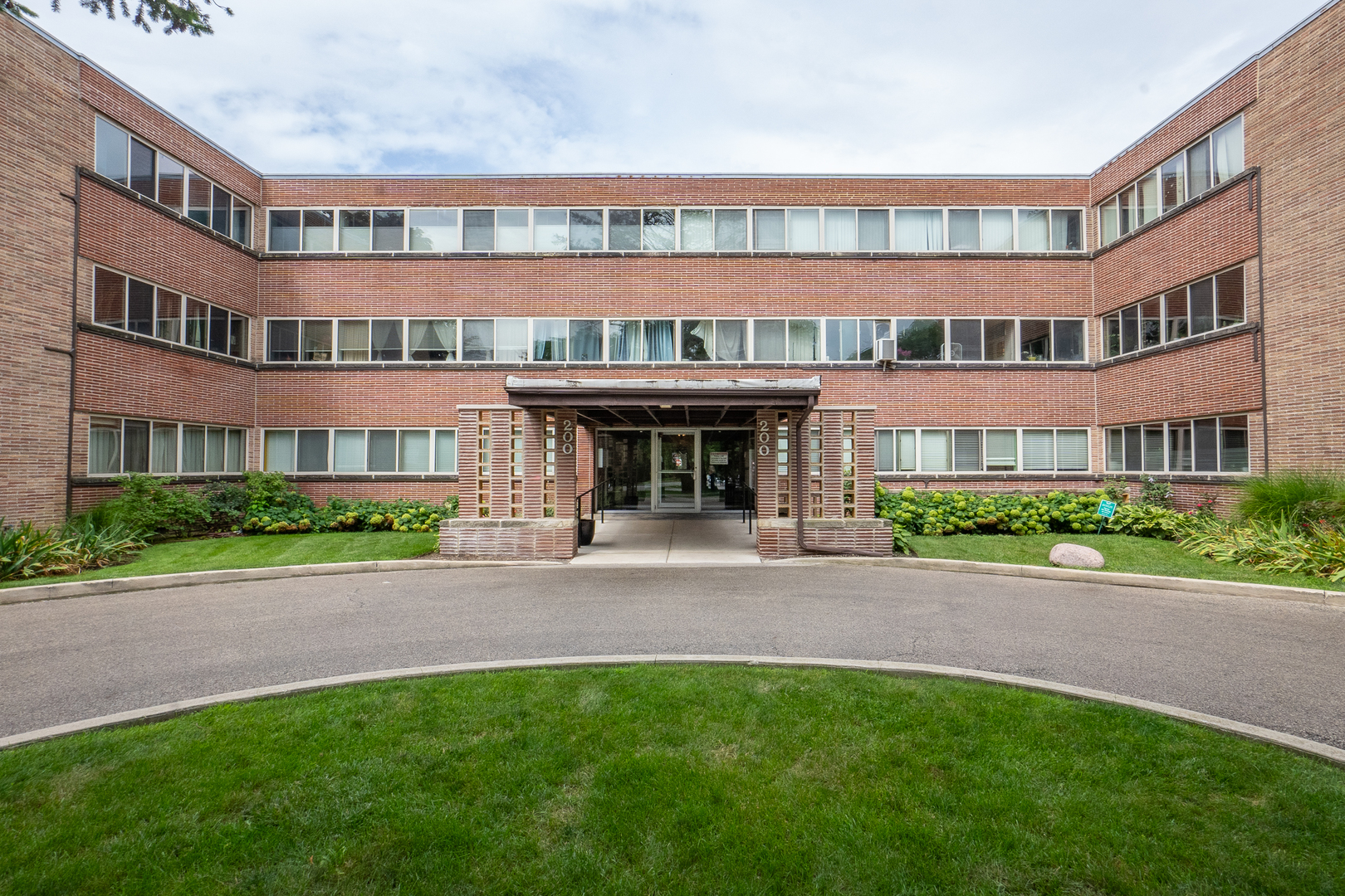 a front view of a building