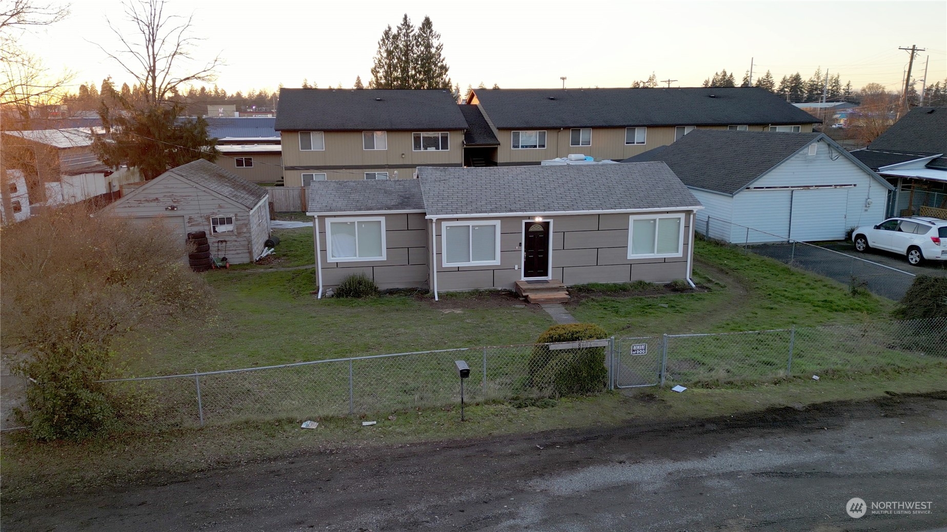 an aerial view of a house