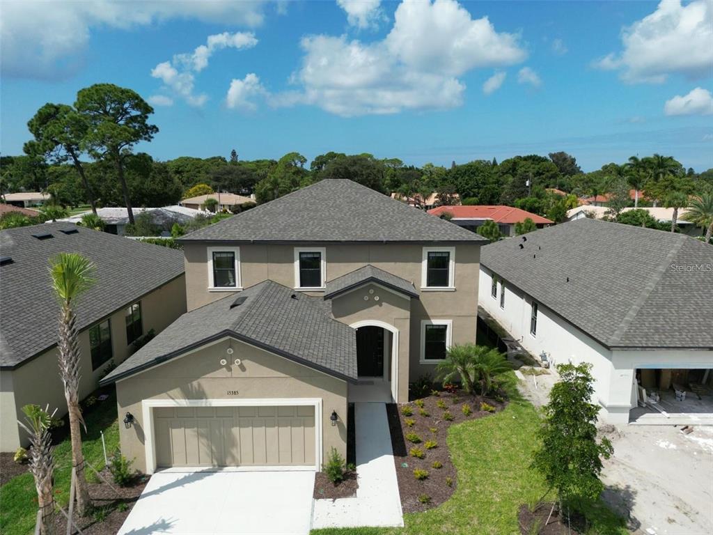 an aerial view of a house