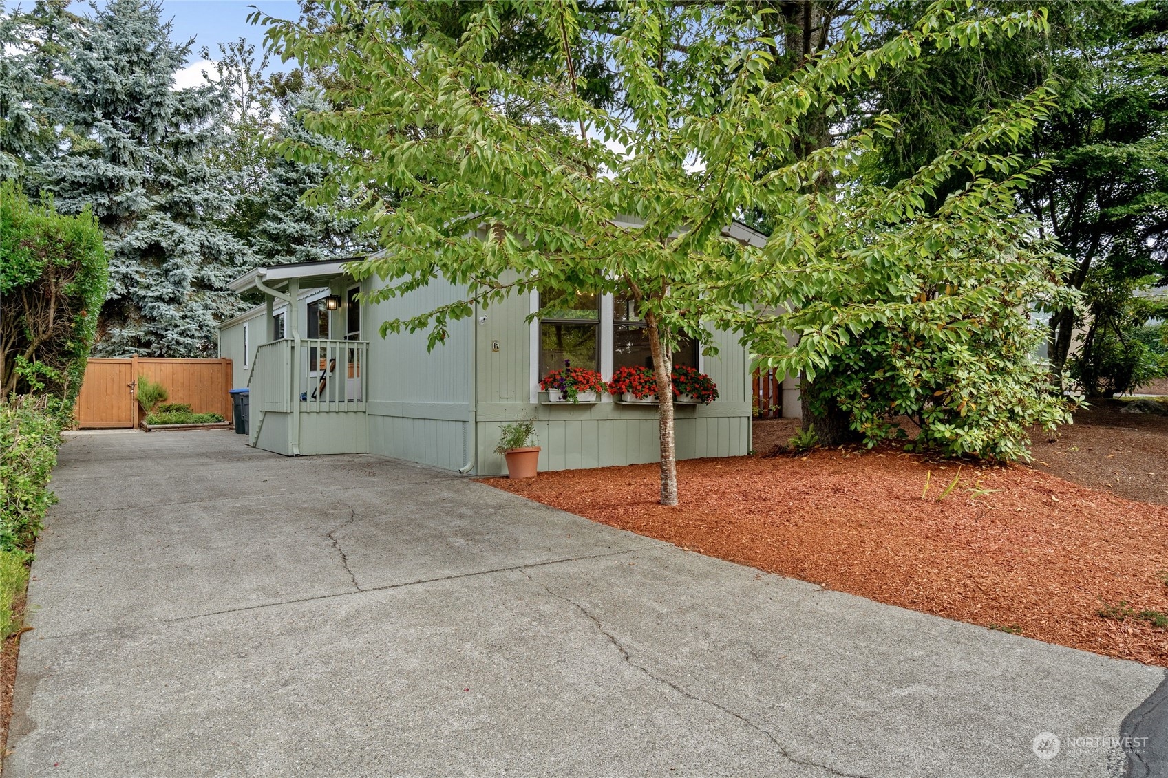 a house with trees in front of it