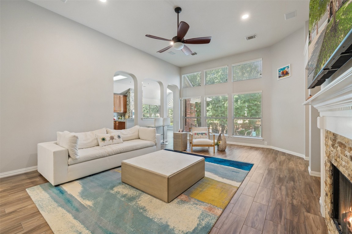 Living room with fireplace