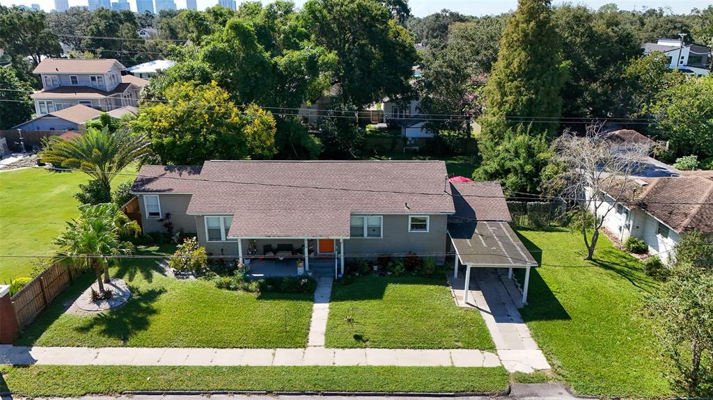 an aerial view of a house