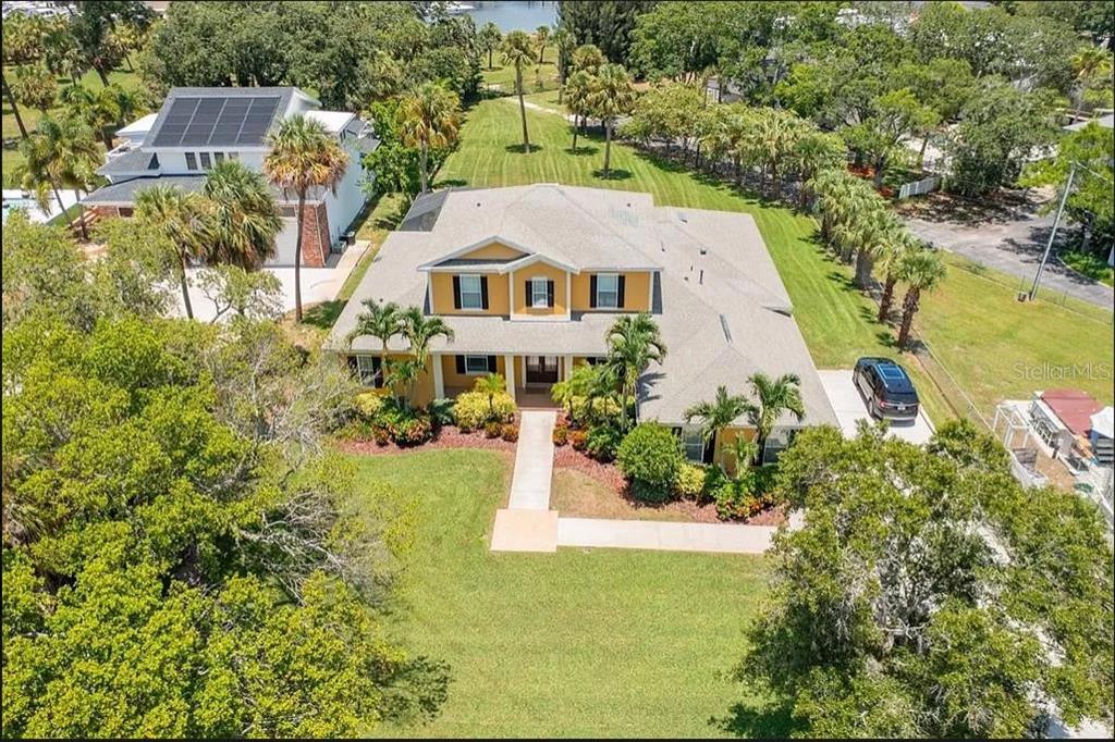 an aerial view of a house