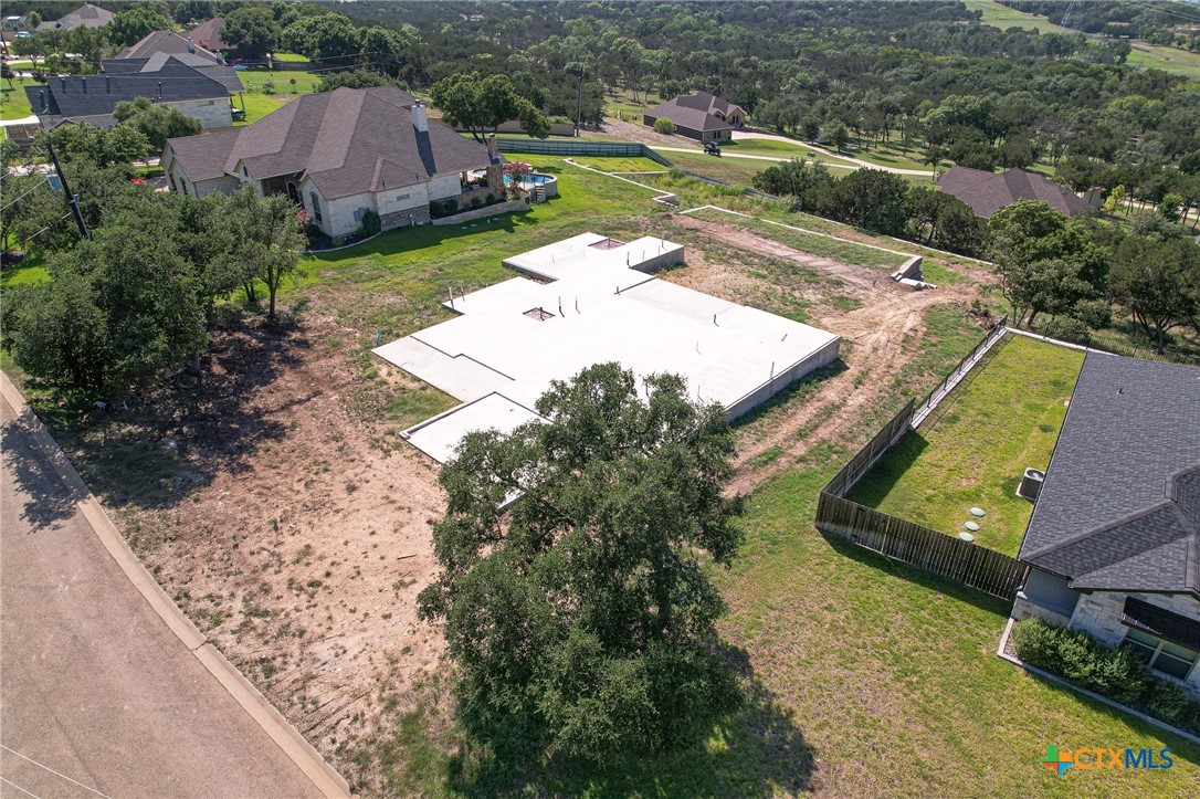 an aerial view of a house