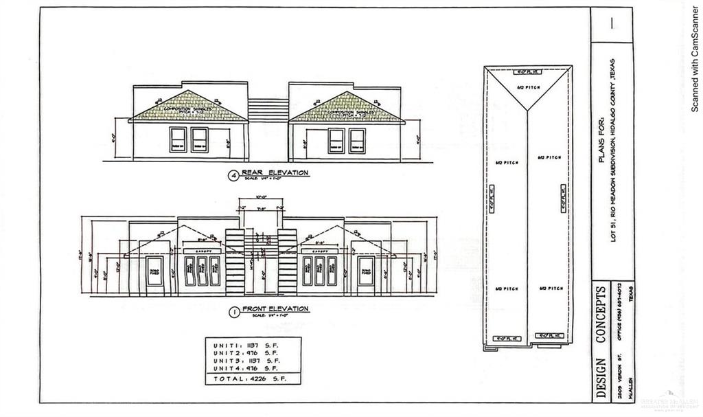 Take a look at these plans and consider the possibilities to take on this exciting project!  Front and Rear elevation.