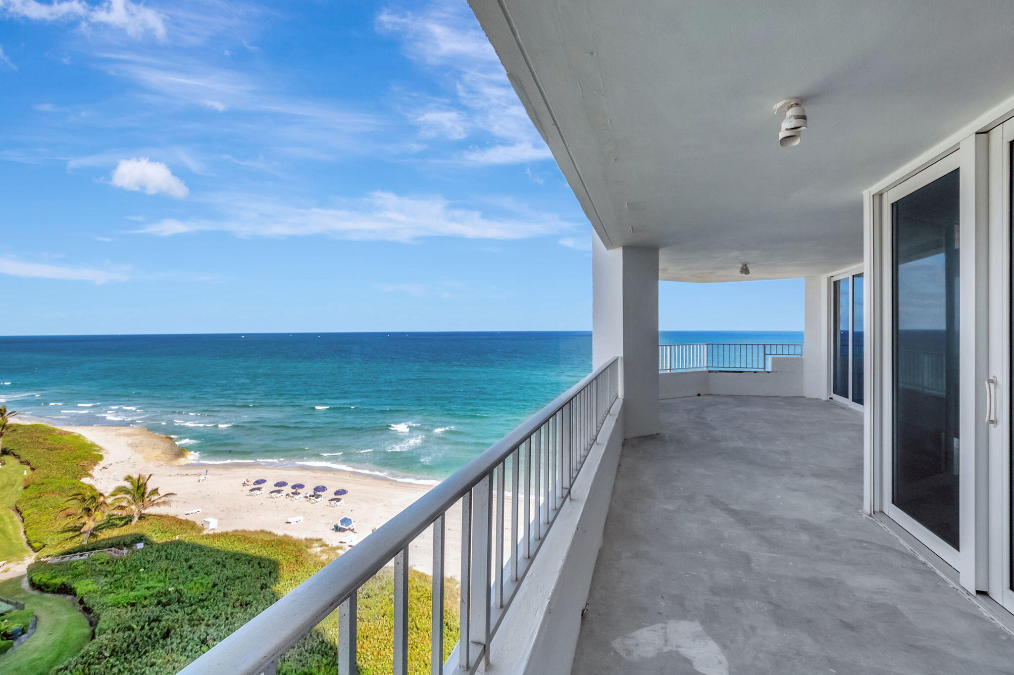 a view of an ocean from a balcony