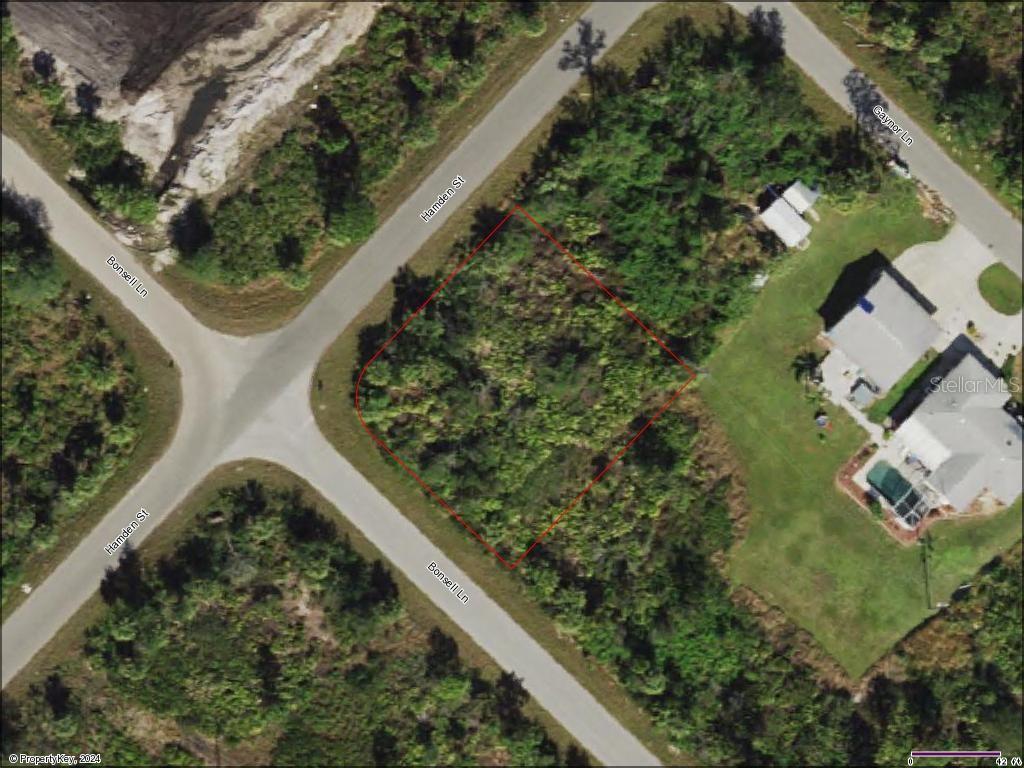 an aerial view of a garden