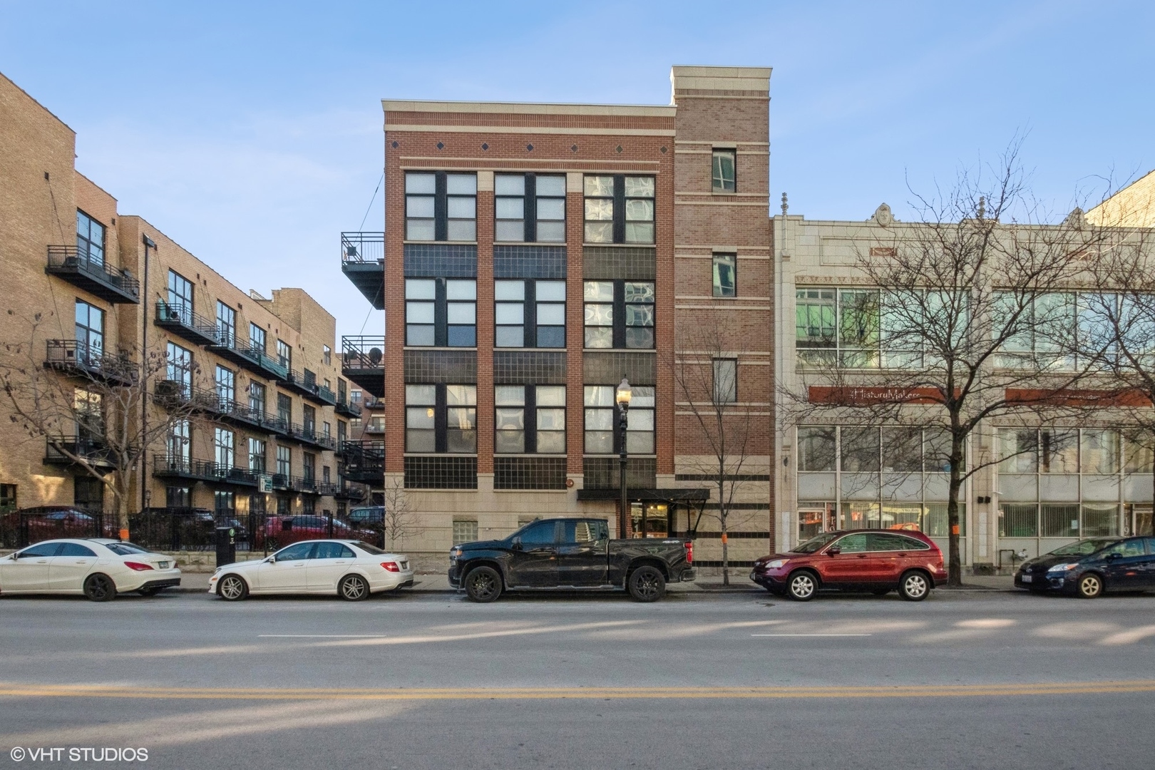 a car parked in front of a building