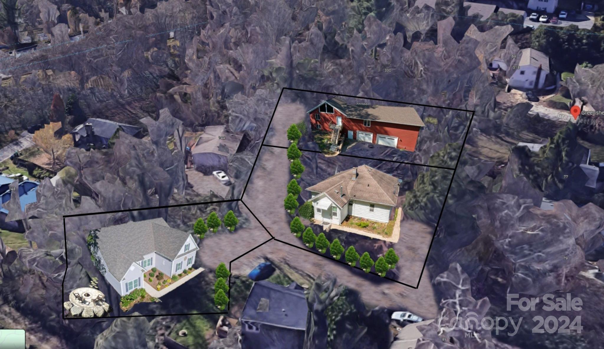 an aerial view of a house with a mountain view