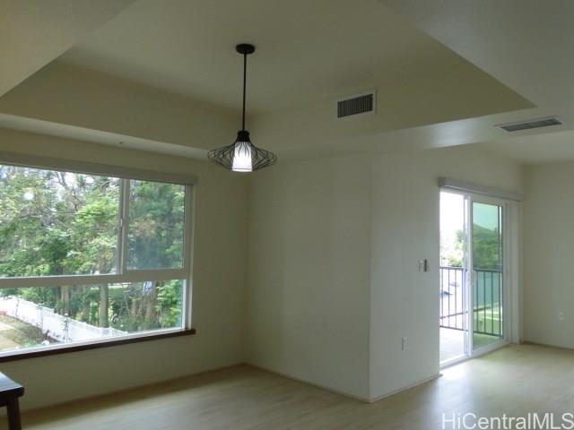 a view of a room with a window