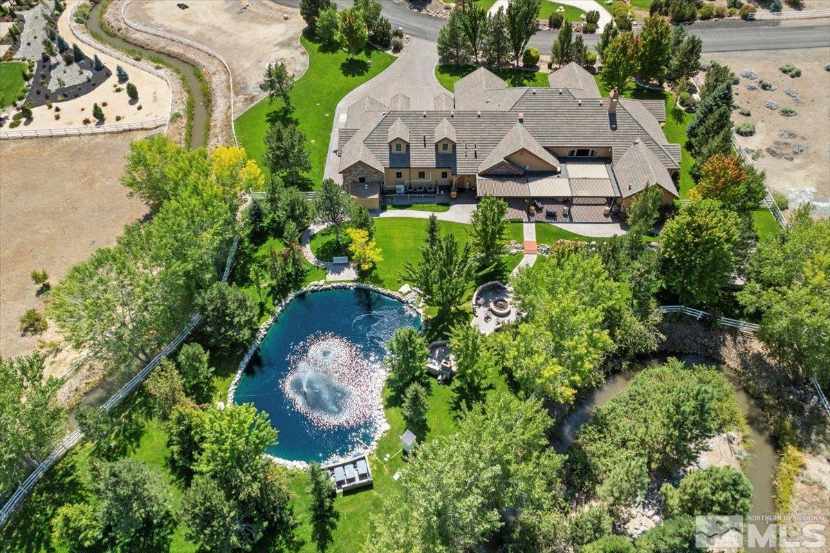 an aerial view of a house