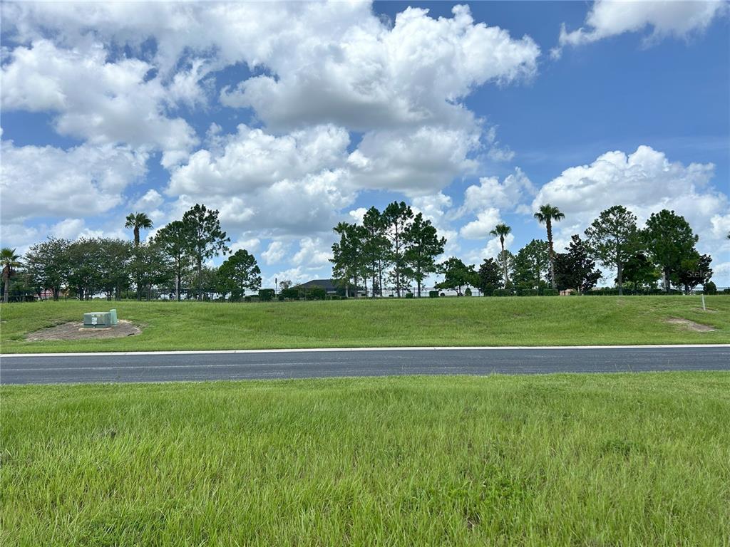 a view of a golf course with a lake