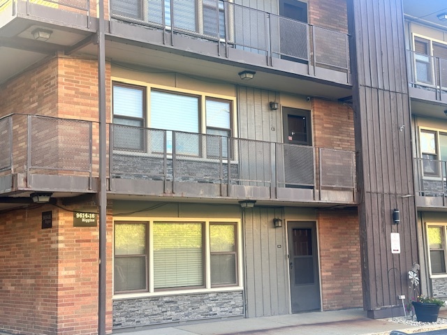 a view of a building with a window