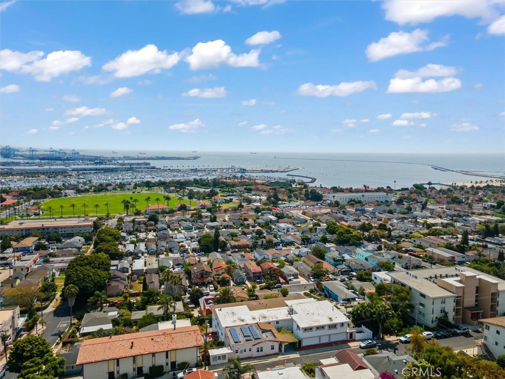 an aerial view of a city