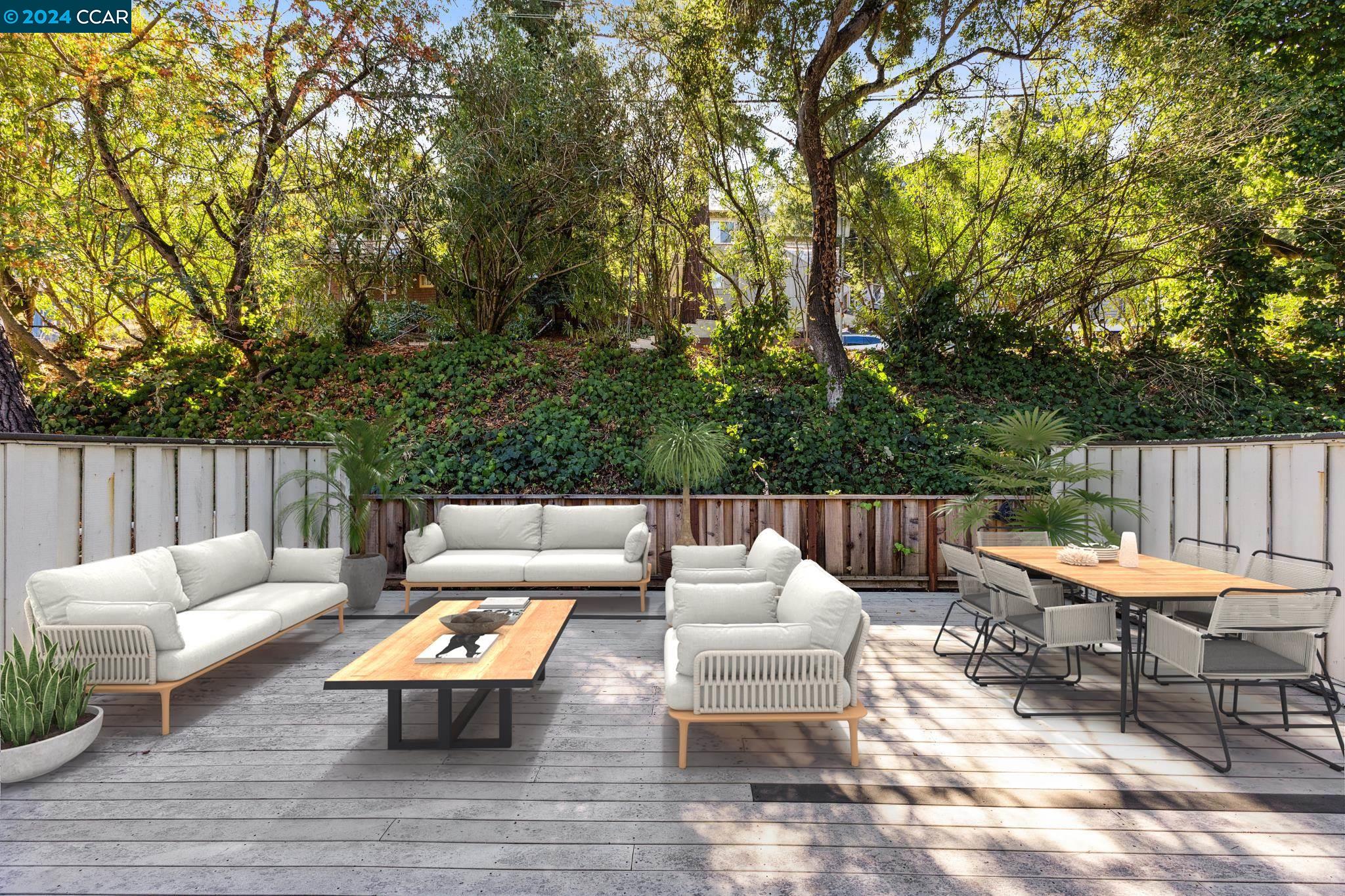 a outdoor living space with furniture and wooden floor