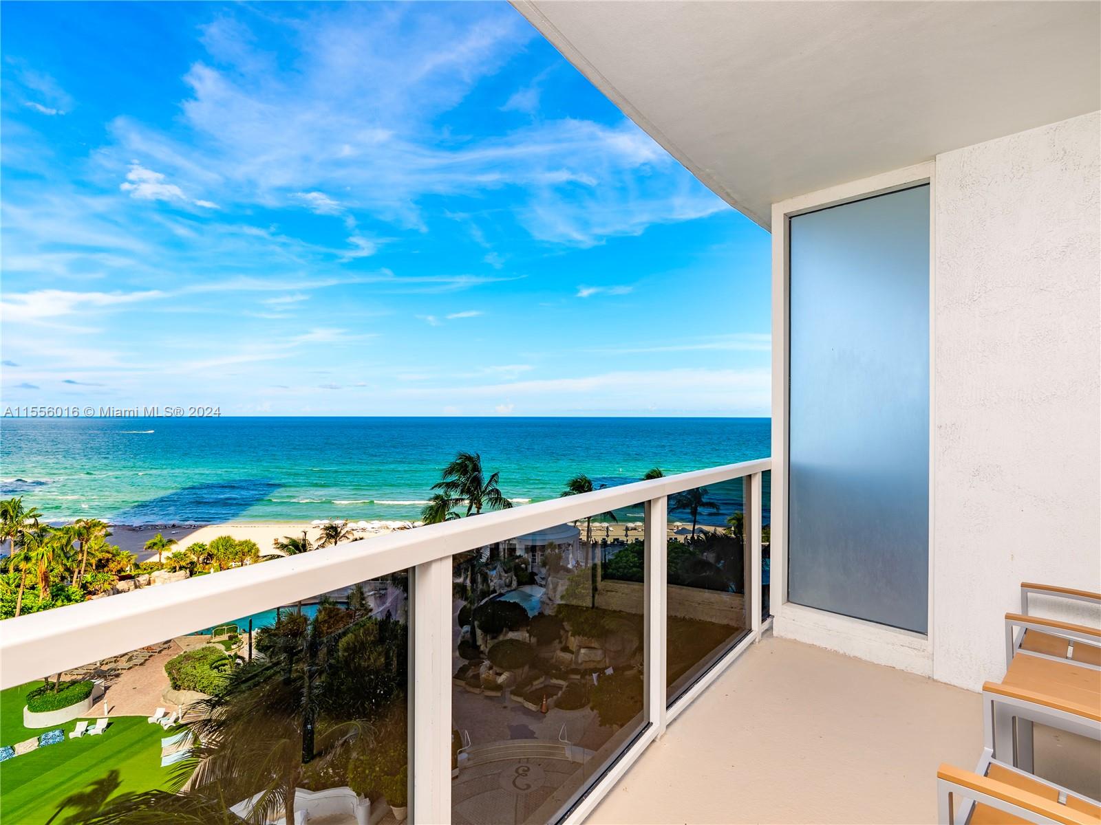 a view of balcony with ocean view