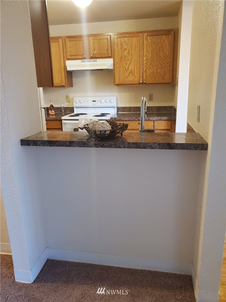 a kitchen with a sink a stove and cabinets