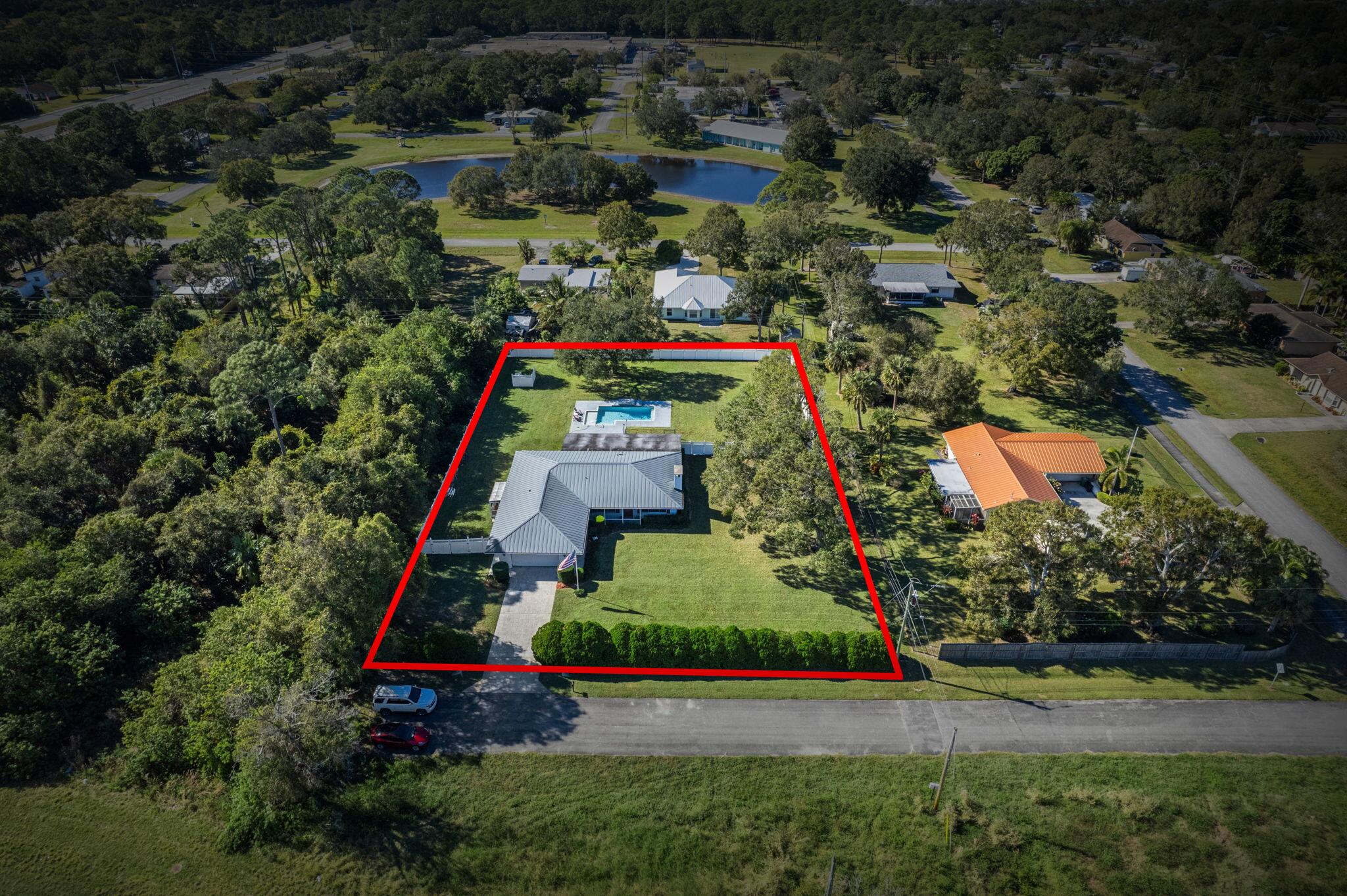 an aerial view of a house