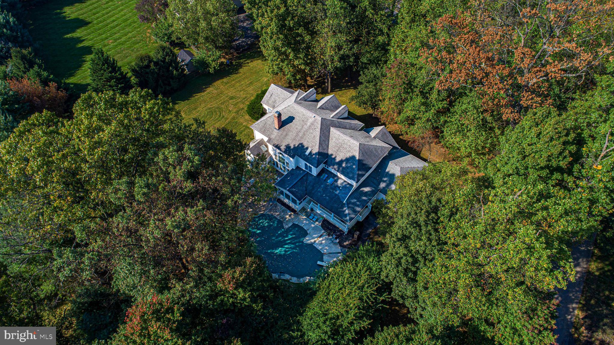 an aerial view of a house