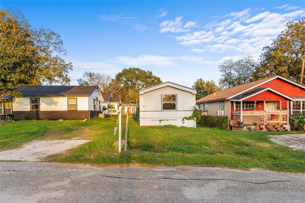 a view of a yard in front of a house with a big yard