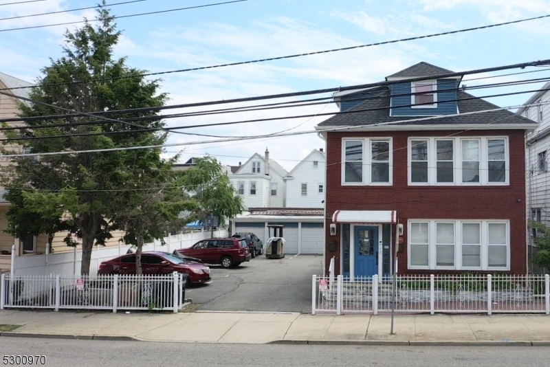 a front view of a building with street