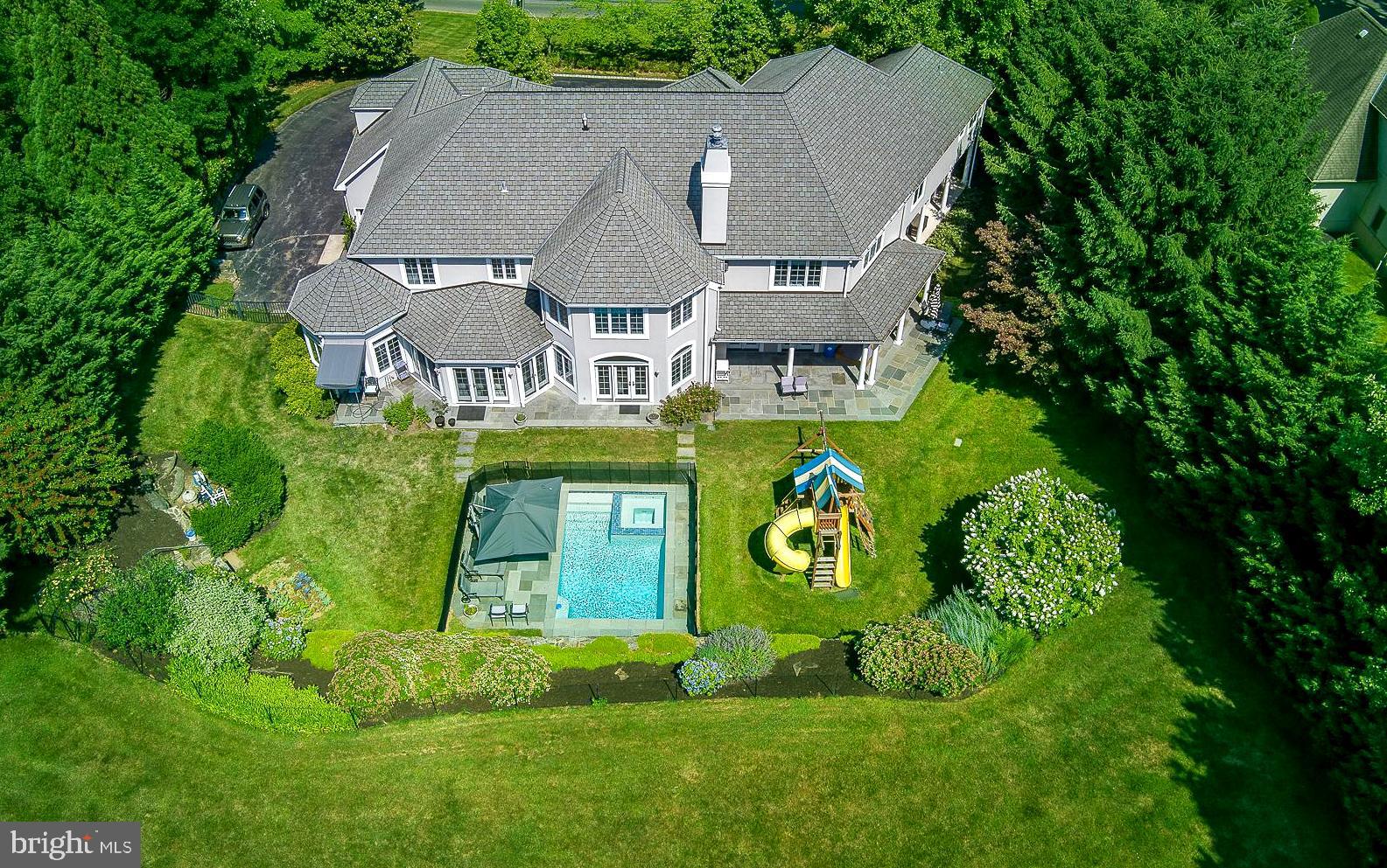 an aerial view of a house