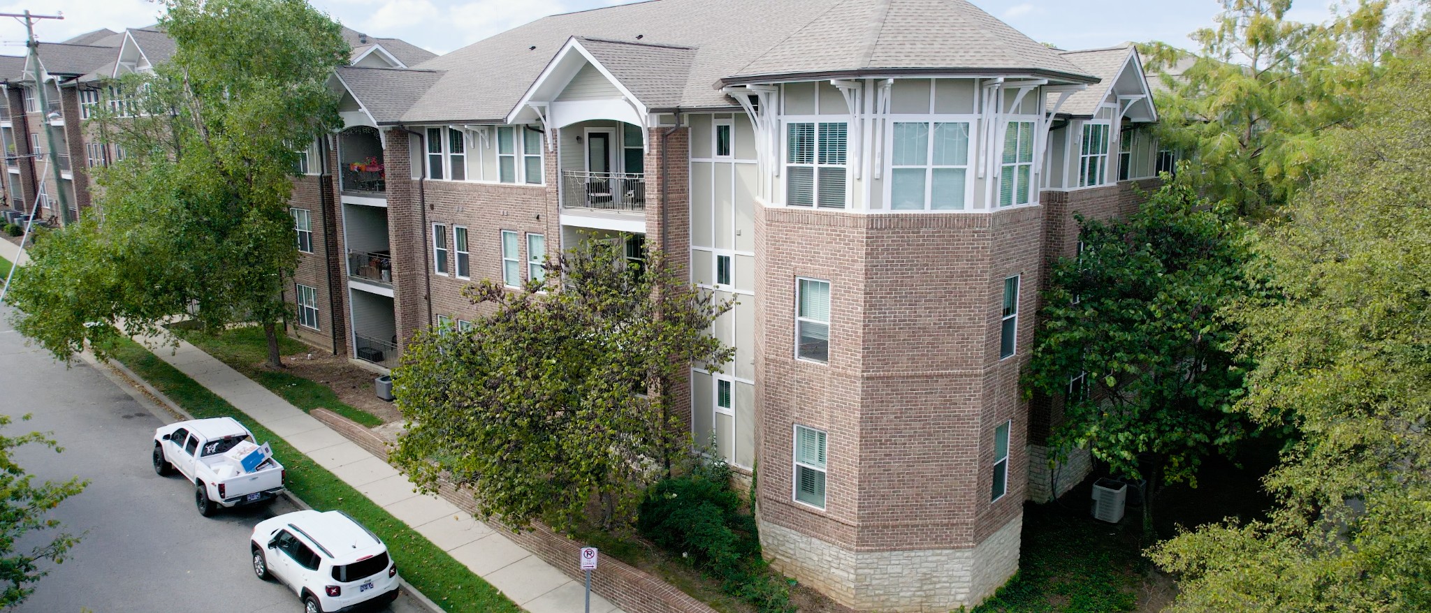 an aerial view of a house