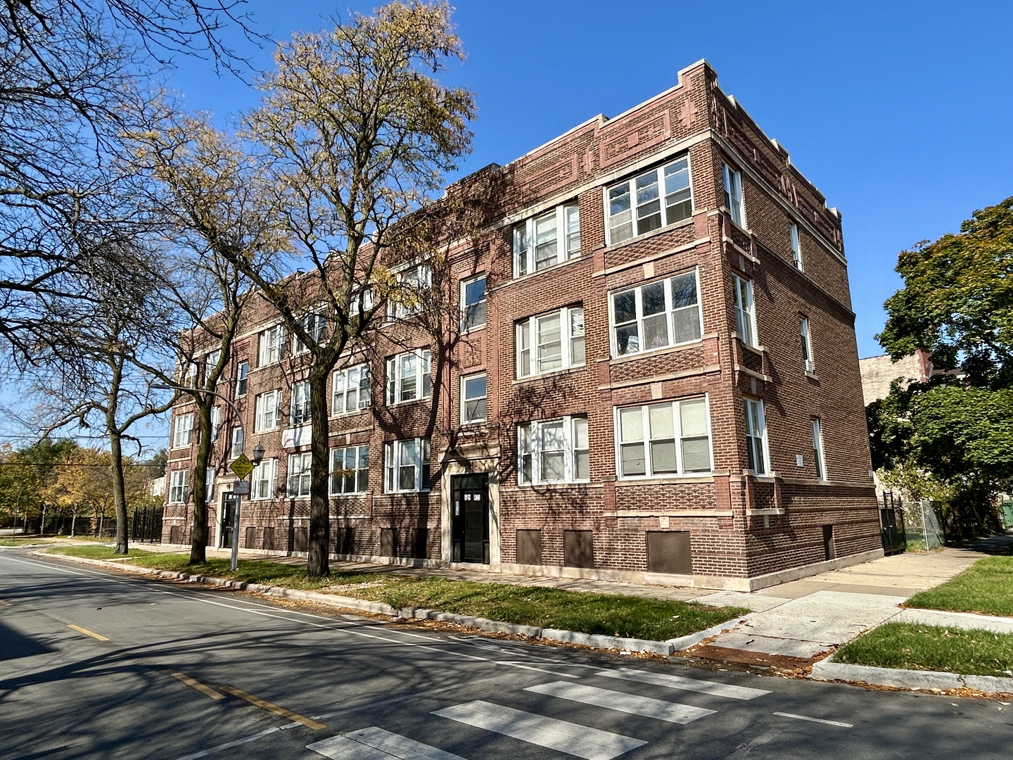 a front view of a building