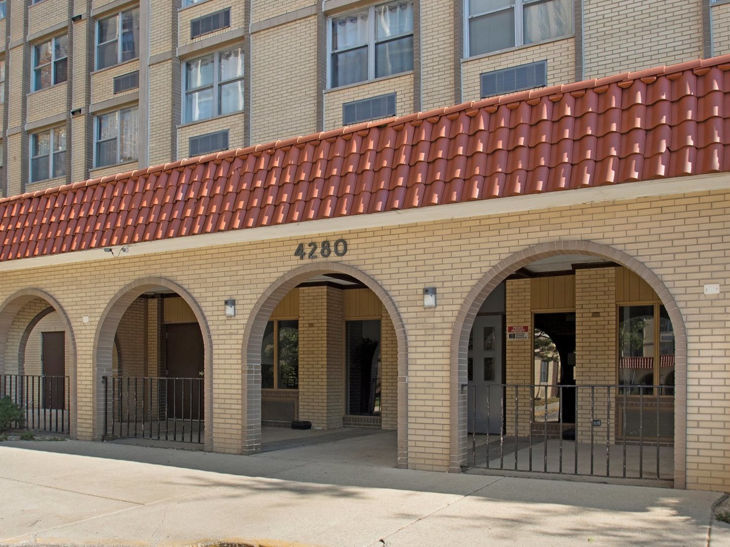 a front view of a building