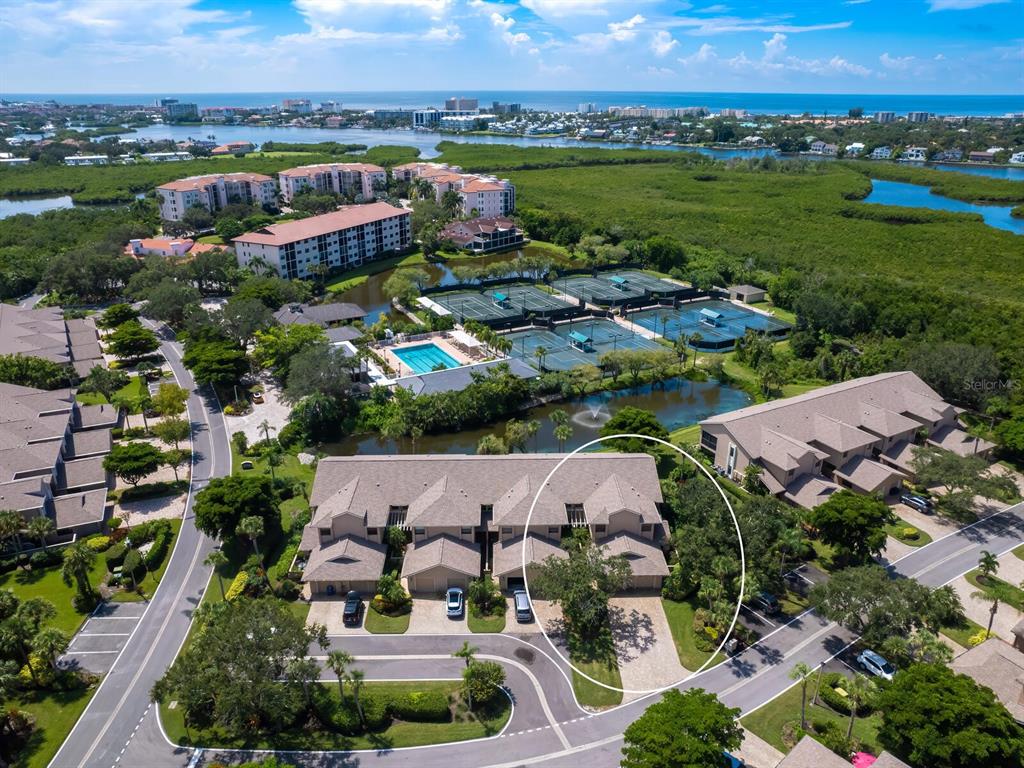 an aerial view of multiple house