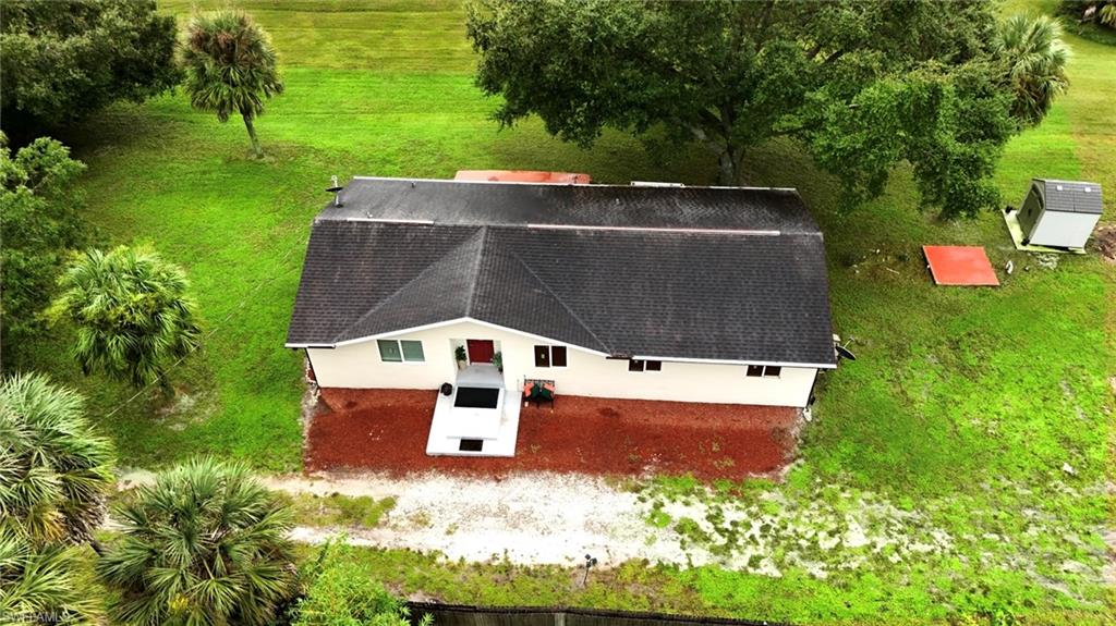 an aerial view of a house