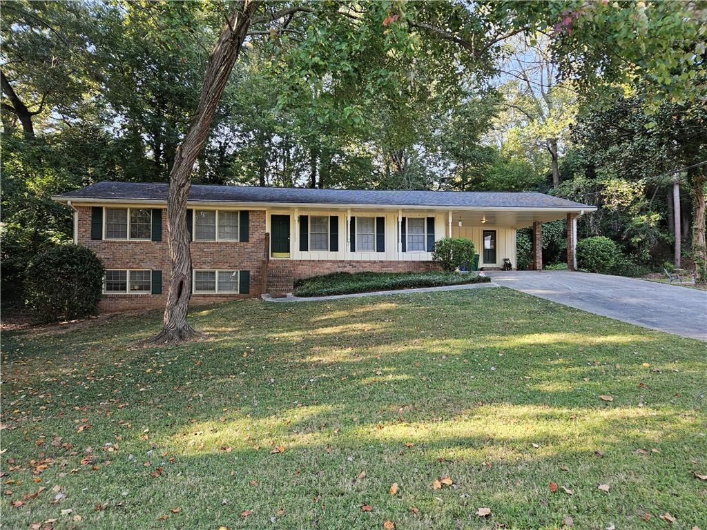 a house view with swimming pool and porch