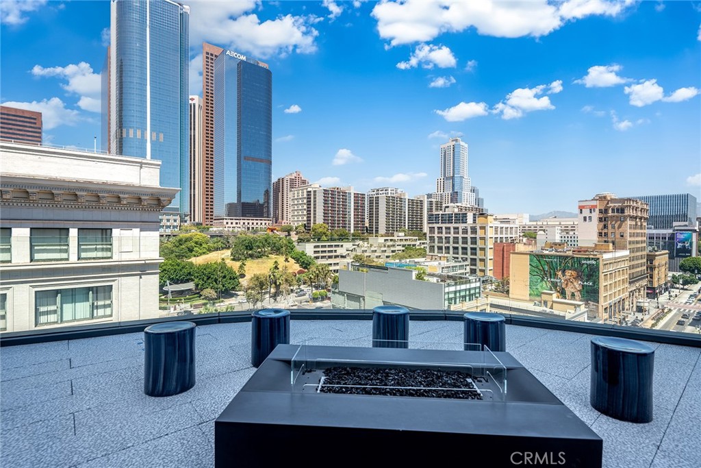 a view of a city from a balcony