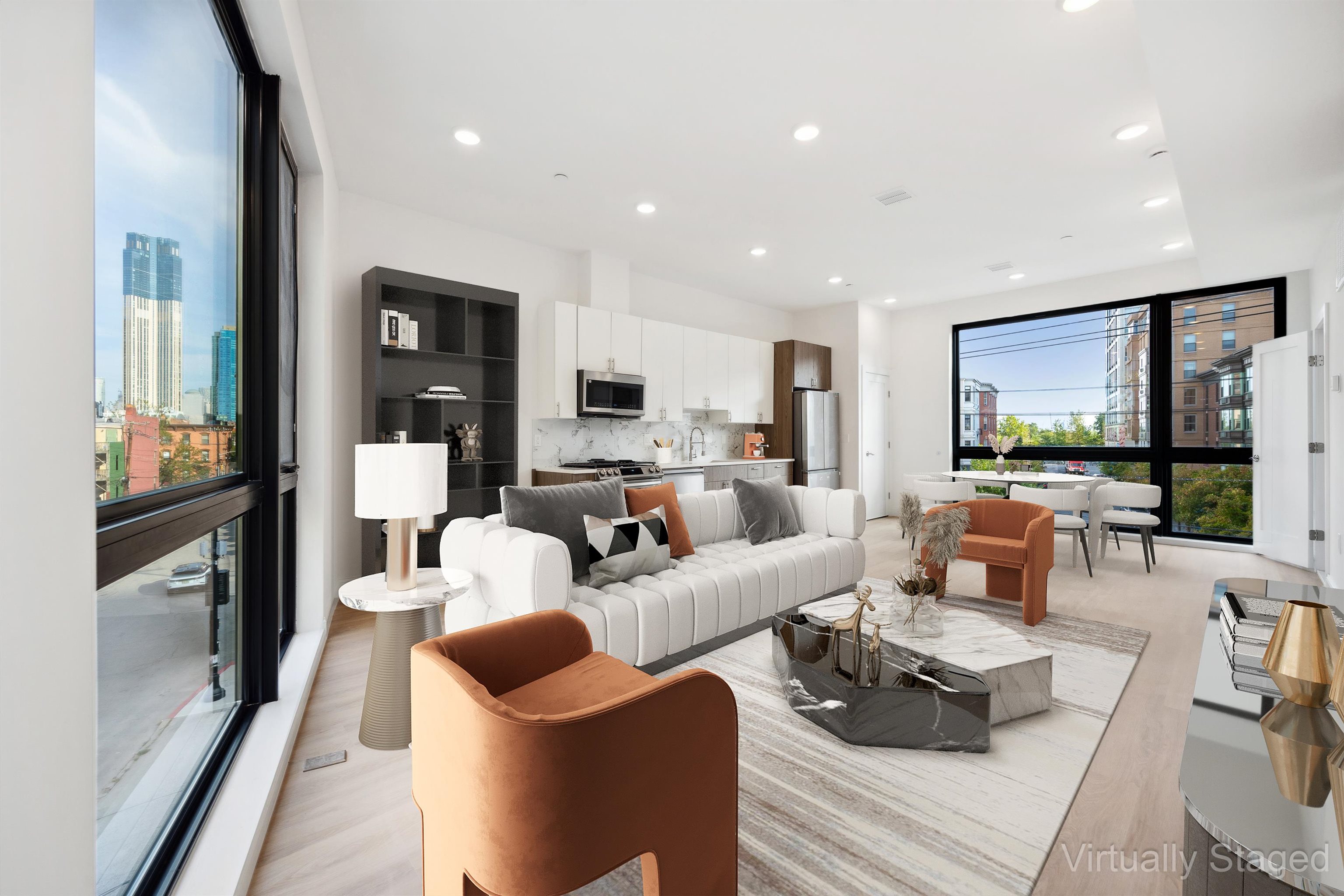 a living room with furniture wooden floor and a flat screen tv