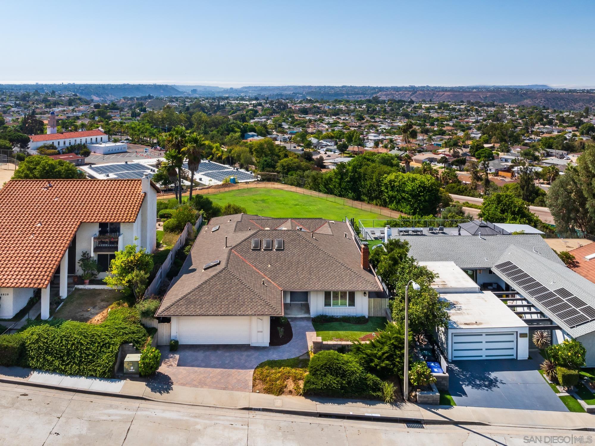 an aerial view of a house