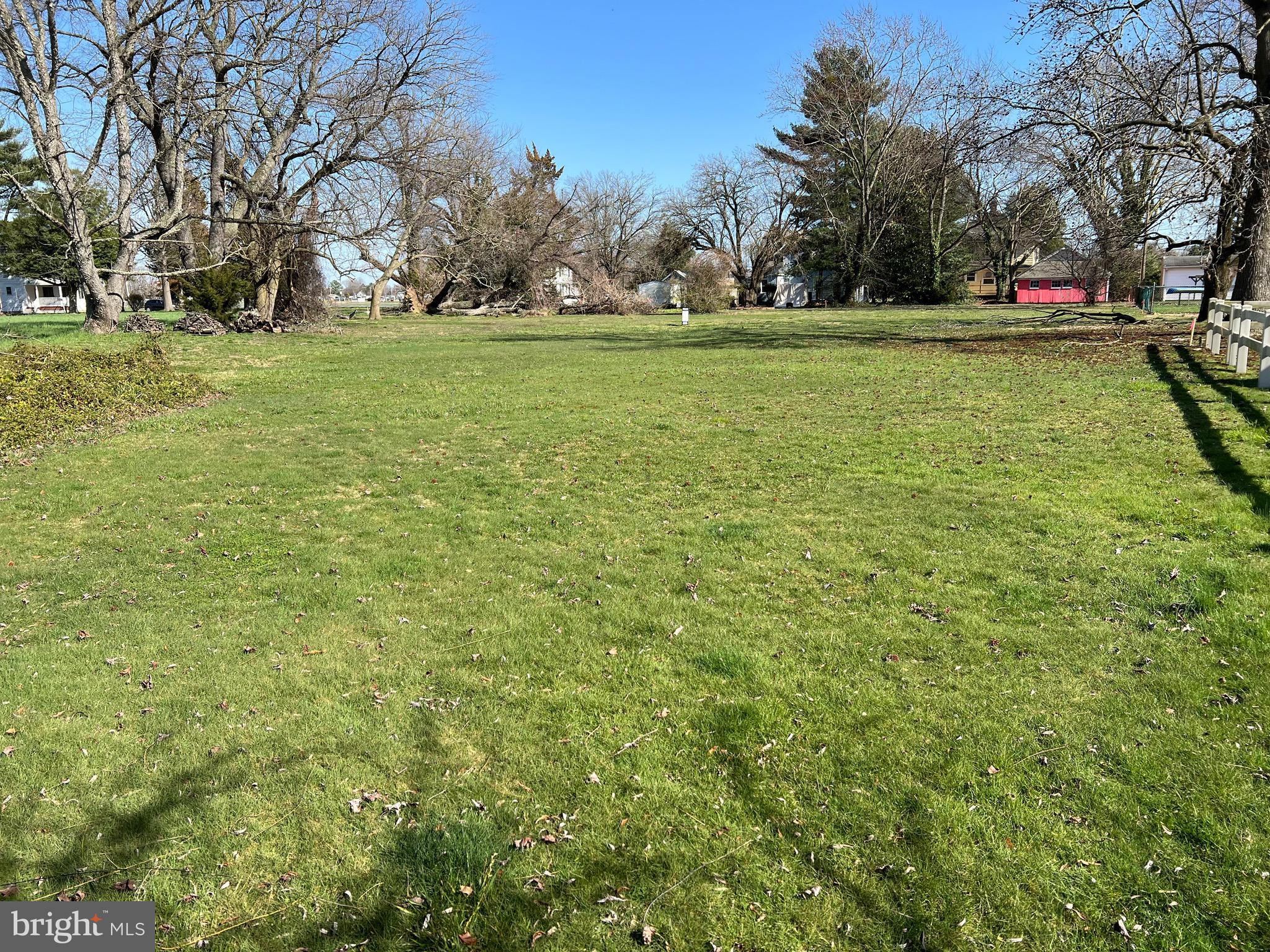 a view of a field of grass and trees