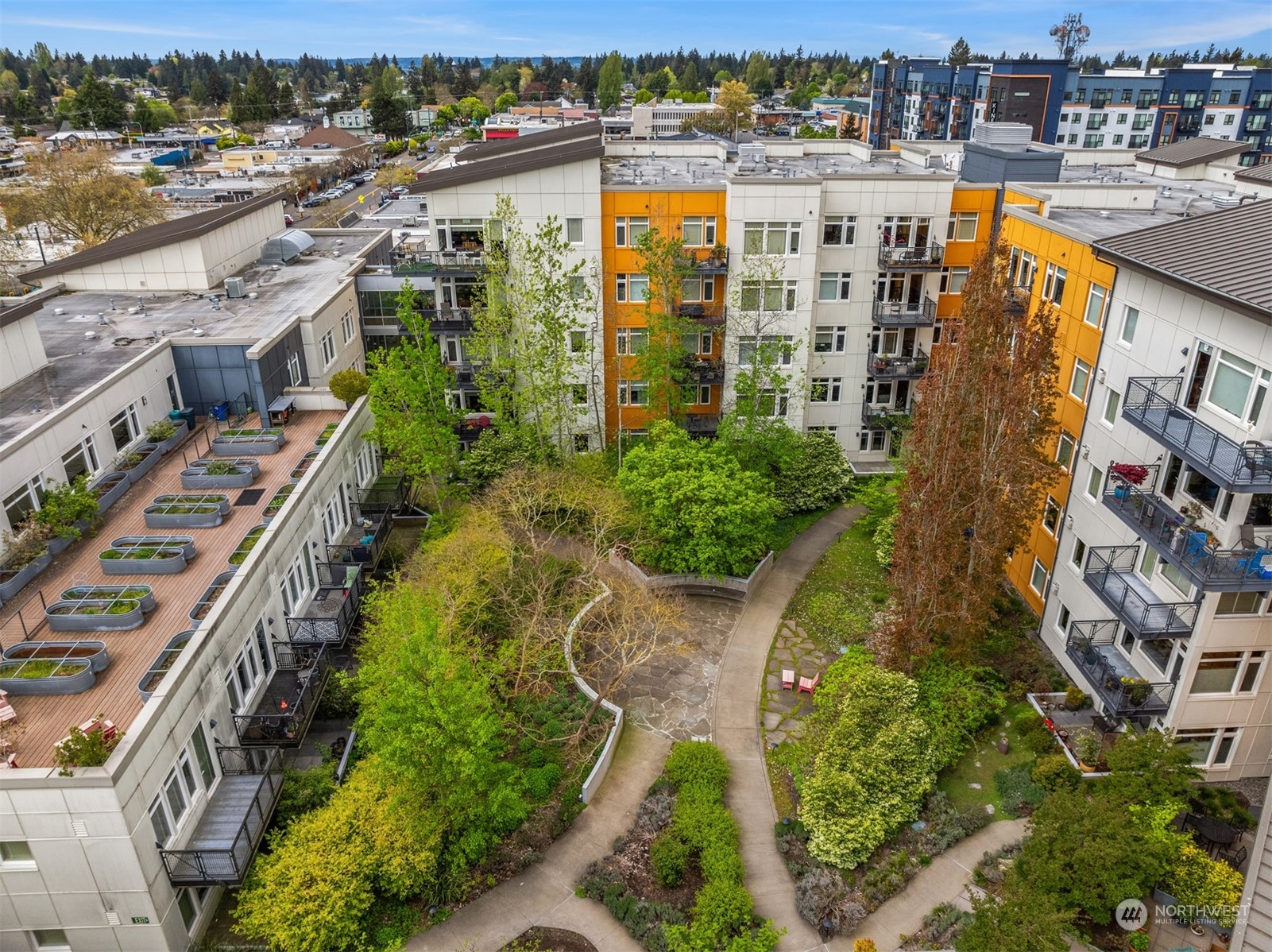 an aerial view of multiple house