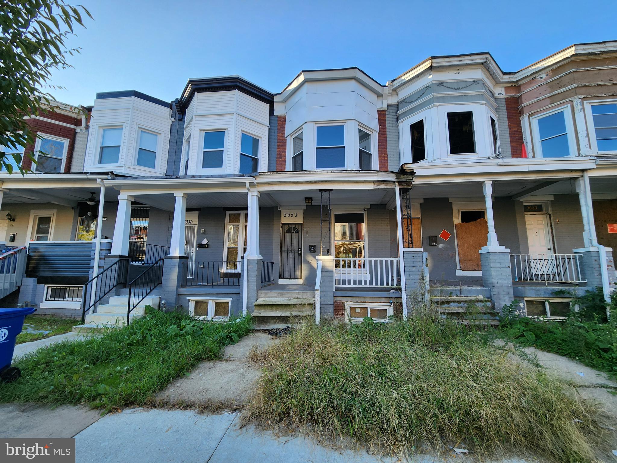 a front view of residential houses