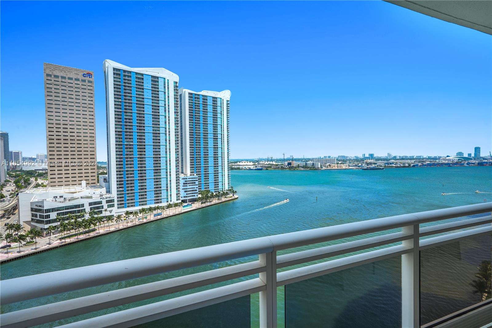 a view of a balcony with an ocean view